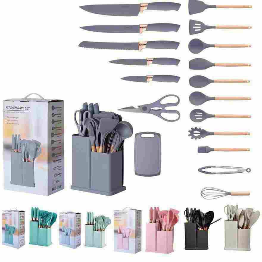 19Pcs Silicon Cooking spoon & knife set
