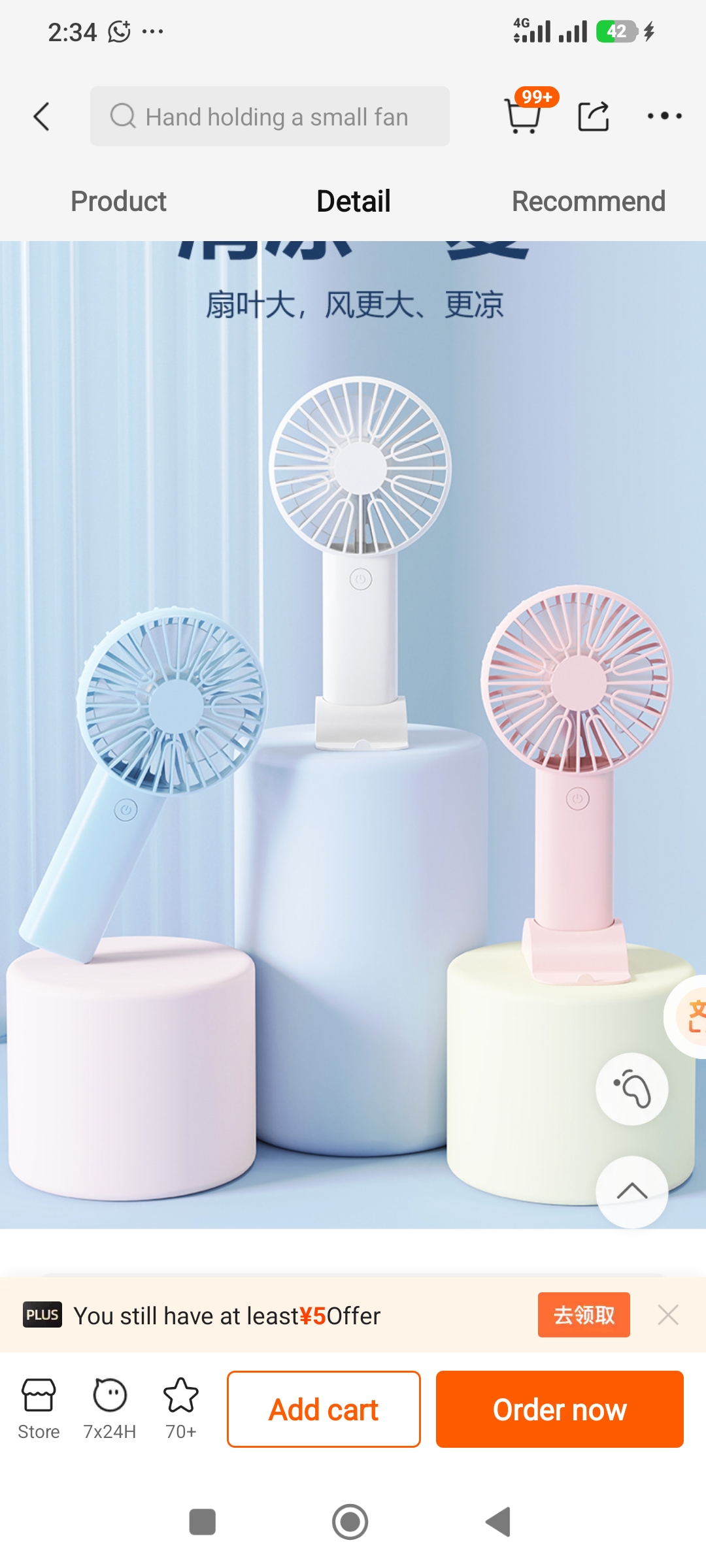Rechargeable mini fan 001