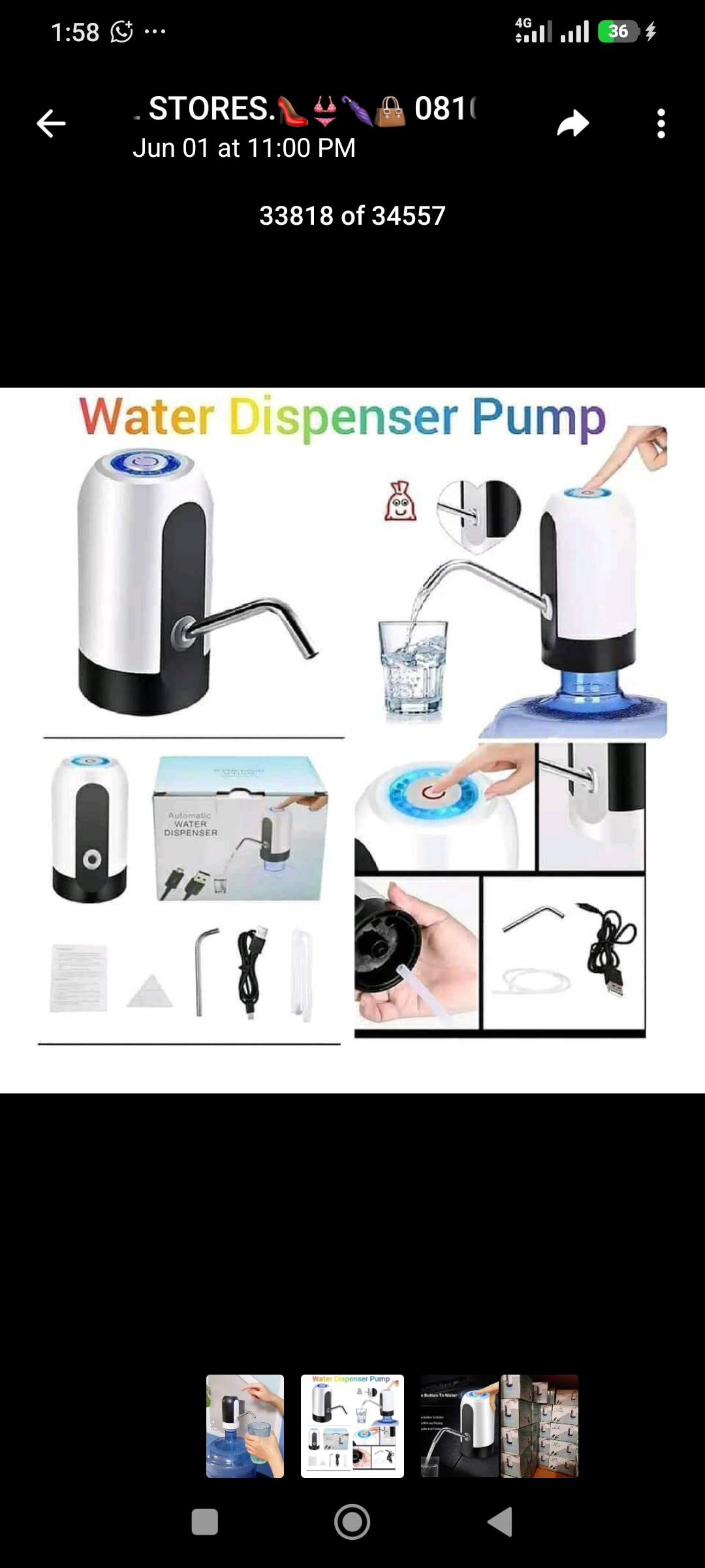 Water dispenser pump